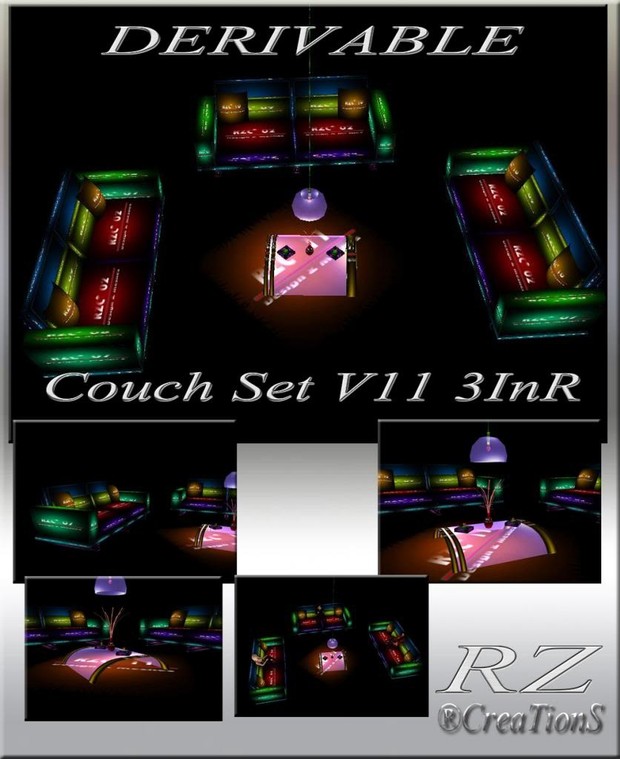 170. Couch Set V 11 3 In R With Poses Mesh Furniture