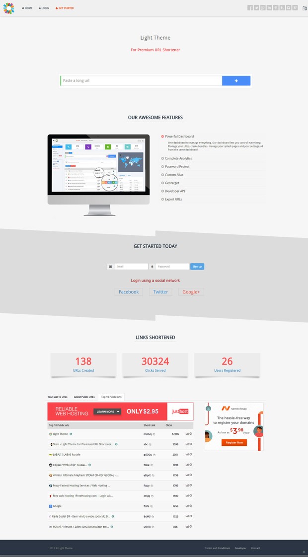 Light Theme for Premium URL Shortener