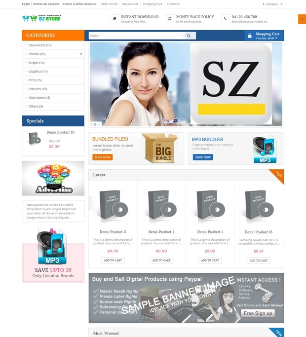 SzStore MULTI-VENDOR AUTOMATED DIGITAL DELIVERY STORE SHOPPING CART PHP SCRIPT 3.0