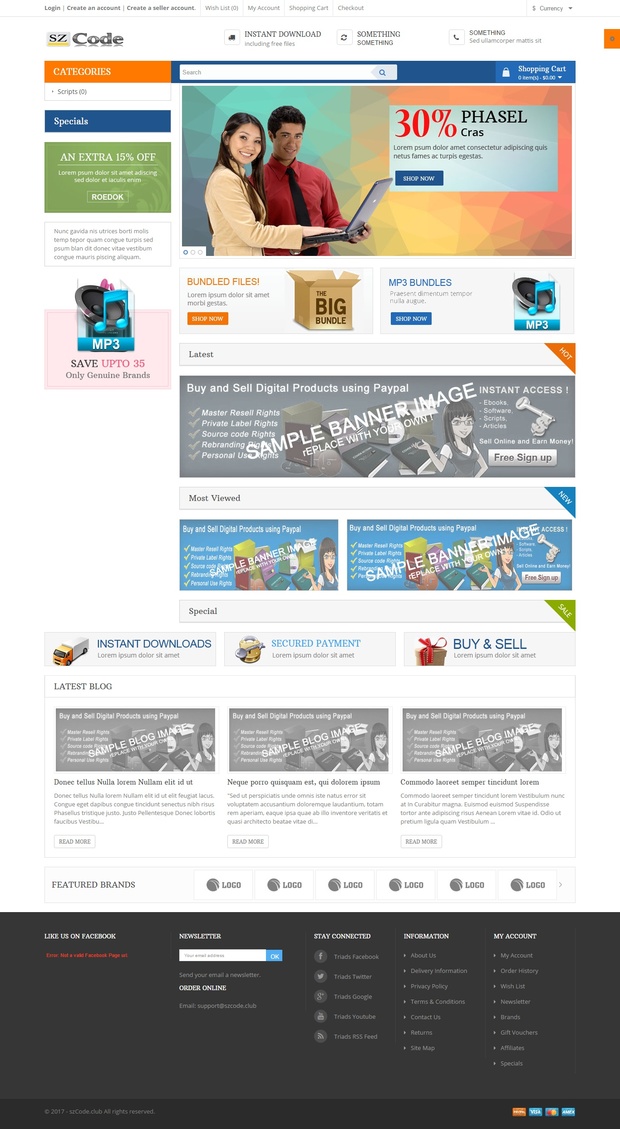 SzStore MULTI-VENDOR AUTOMATED DIGITAL DELIVERY STORE SHOPPING CART PHP SCRIPT 3.0
