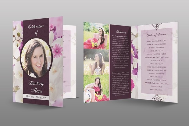 orchid funeral program template seraphimcollective