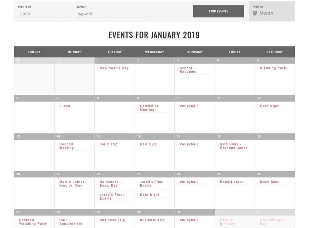 Smith Family Calendar IADL Project