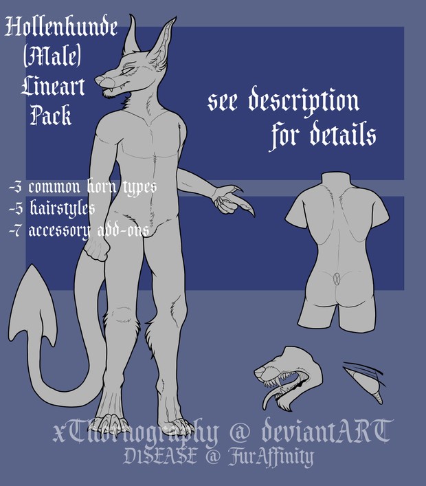 Hollenhunde (Male) Lineart Package