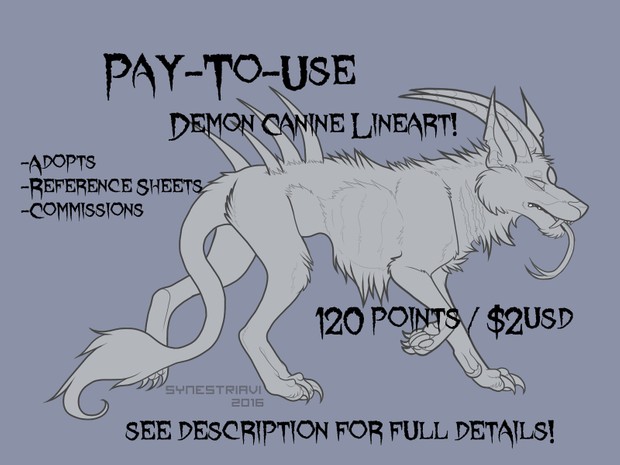 P2U Demon Canine Lineart!