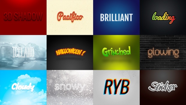 14 Photoshop Professional text effects / 14 efectos profesionales de texto para Photoshop