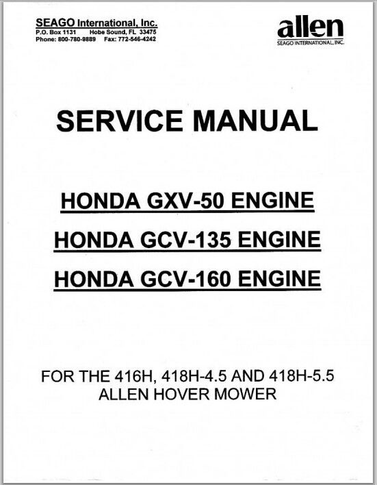Honda GXV-50.GCV-135 GCV-160 Engine repair service manual