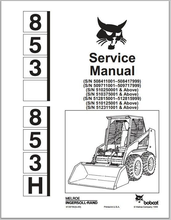 Bobcat 853 853H Skid Steer Loader Service Repair Workshop Manual DOWNLOAD