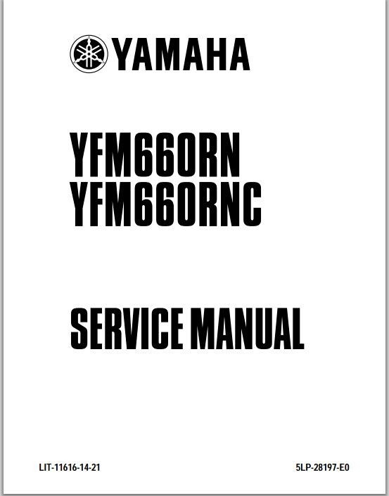 Raptor 660 ATV Yamaha YFM660RN YFM660RNC 2001 to 2006 Service Repair Manual