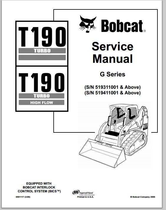 Bobcat T190 Turbo T190 Turbo High Flow Compact Track Loader Service Repair Manual