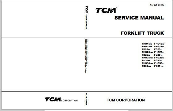TCM Forklift Truck FHD15T3-FG35T3S Workshop Service Repair Manual Download