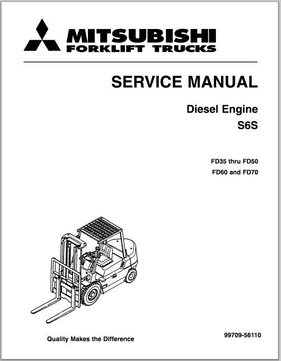 Mitsubishi Diesel engine S6S service manual FD35 thru FD50 a& FD60 and FD70 Service manual