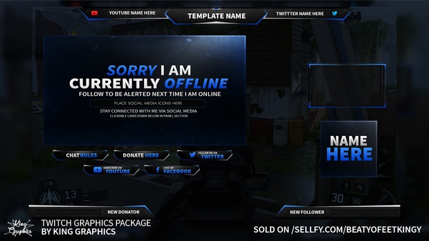 Twitch Graphics Bundle Package (Photoshop Template)