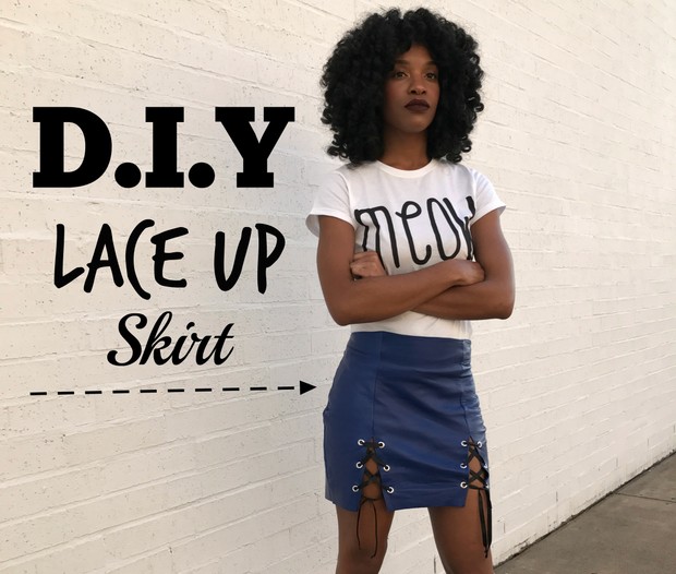 Lace Up Leather Skirt (size Medium)