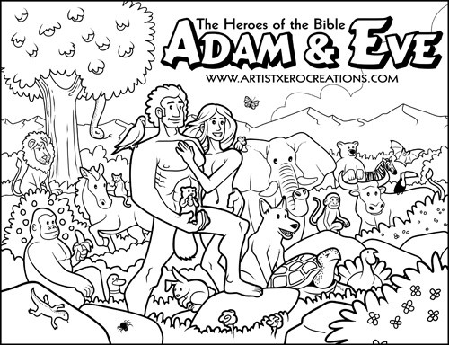 The Heroes of the Bible Coloring Pages: Adam & Eve