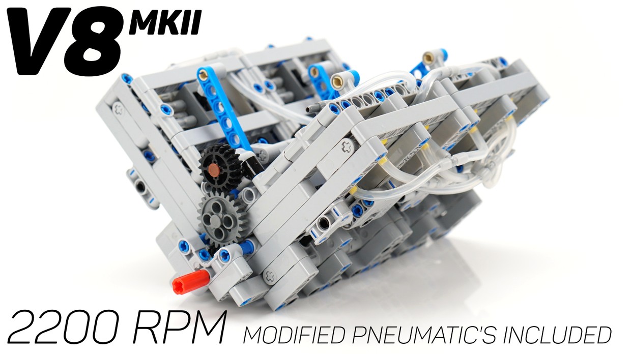 Complete Kit MKII V8 Lego Pneumatic Engine 2200 RPM Green Gecko