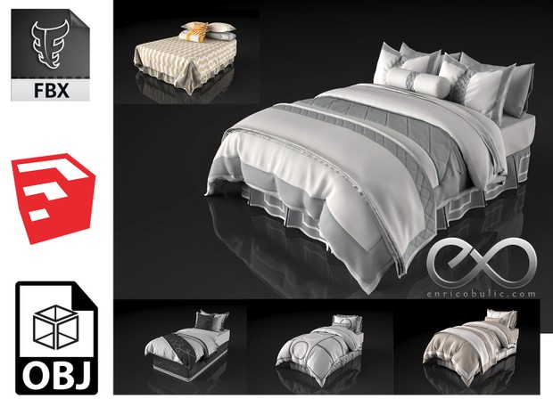 5 x Beautifully designed & modelled 3d beds
