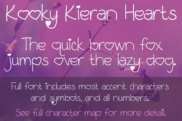 Kooky Kieran and Kooky Kieran Hearts Fonts - General Commercial License