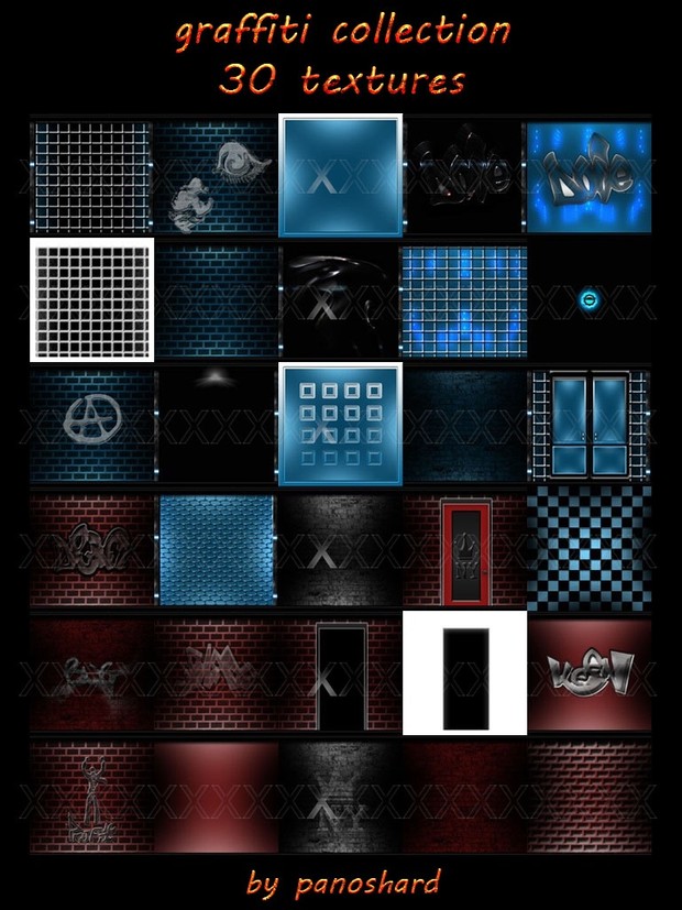 Graffiti collection 30 textures Imvu room