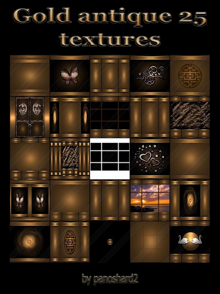 Gold antique 25 textures for imvu rooms - panoshard2 manufacture and