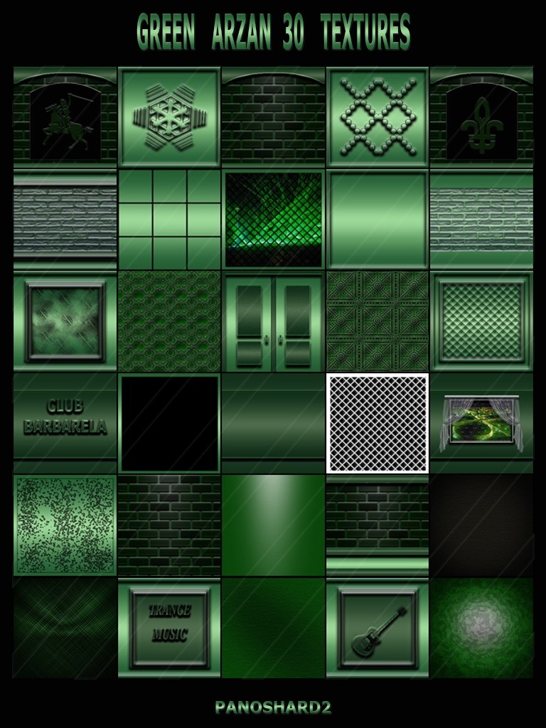 GREEN ARZAN 30 TEXTURES FOR IMVU CREATOR ROOMS (will - panoshard2