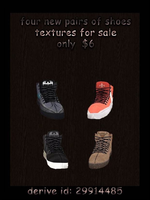Four new pairs of shoes textures imvu for sale only $6