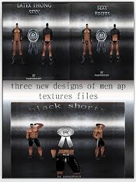 Three men textures plans AP latex thong --- sexy briefs --black shorts only 10$