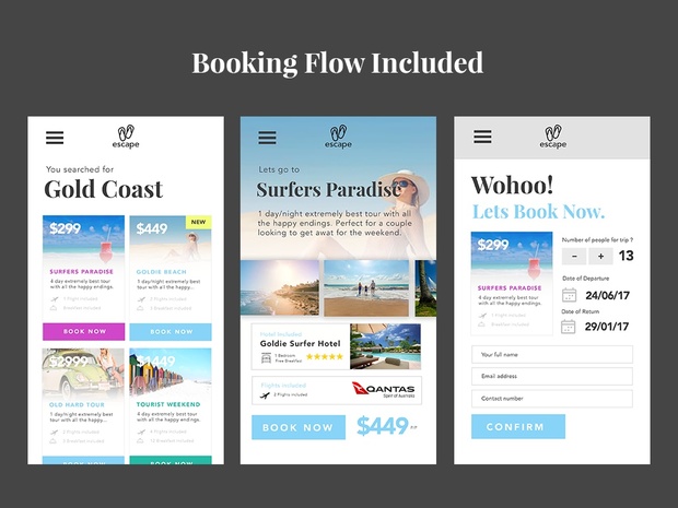 Travel App UI Free PSD Template Download
