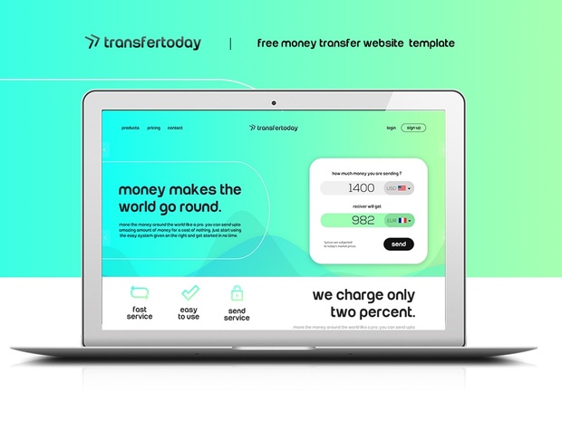 Free Money Transfer Website Template PSD