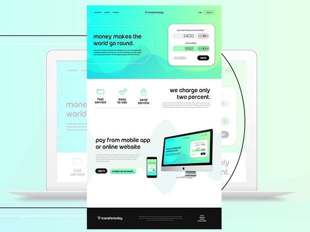Free Money Transfer Website Template PSD